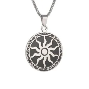Vintage Mythology Apollo Amulet Sun God Stainless Steel Pendant Necklace
