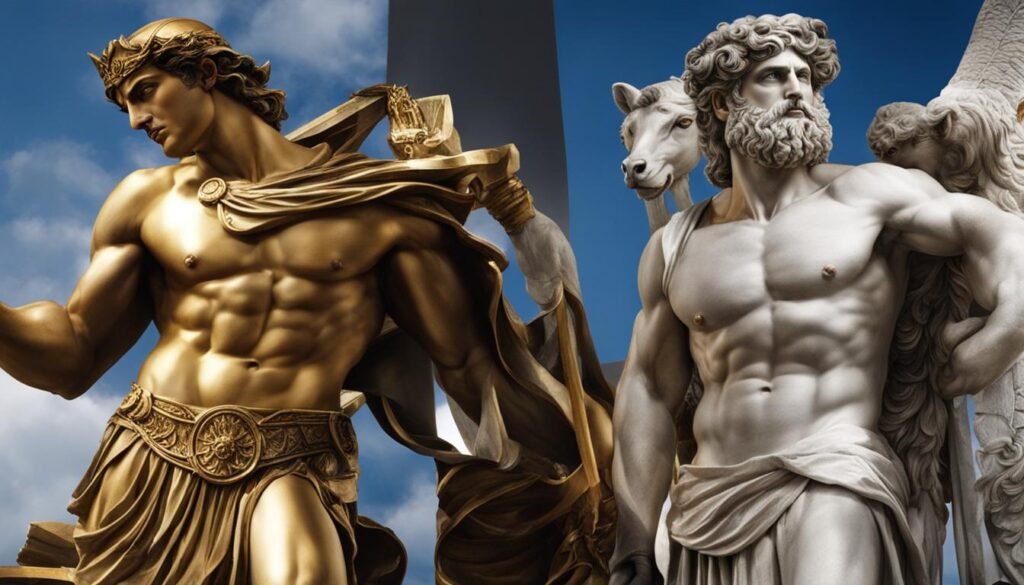 physical appearance of greek gods vs roman gods