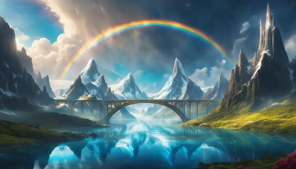 rainbow bridge Bifröst connecting Midgard and Asgard