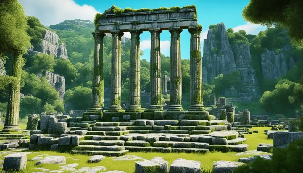 Hera's temple ruins in ancient Greece